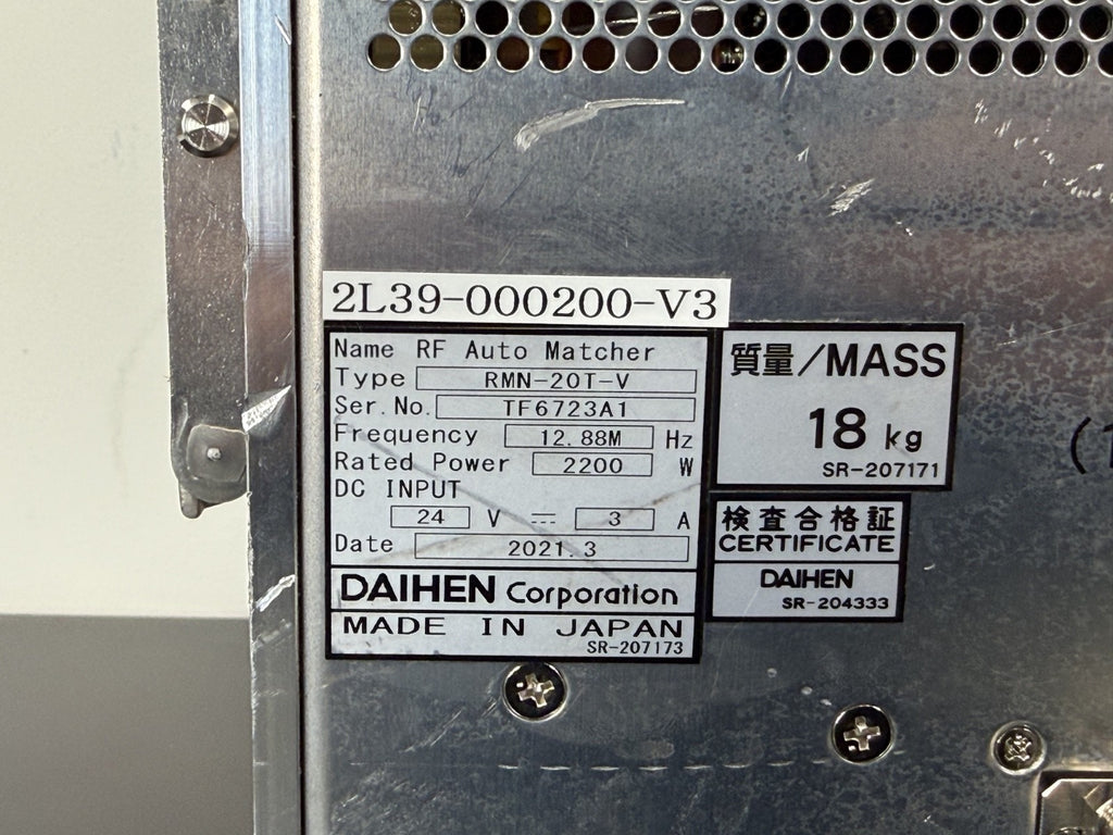 DAIHEM RMN 20T V RF Auto Matcher Network Semiconductor3