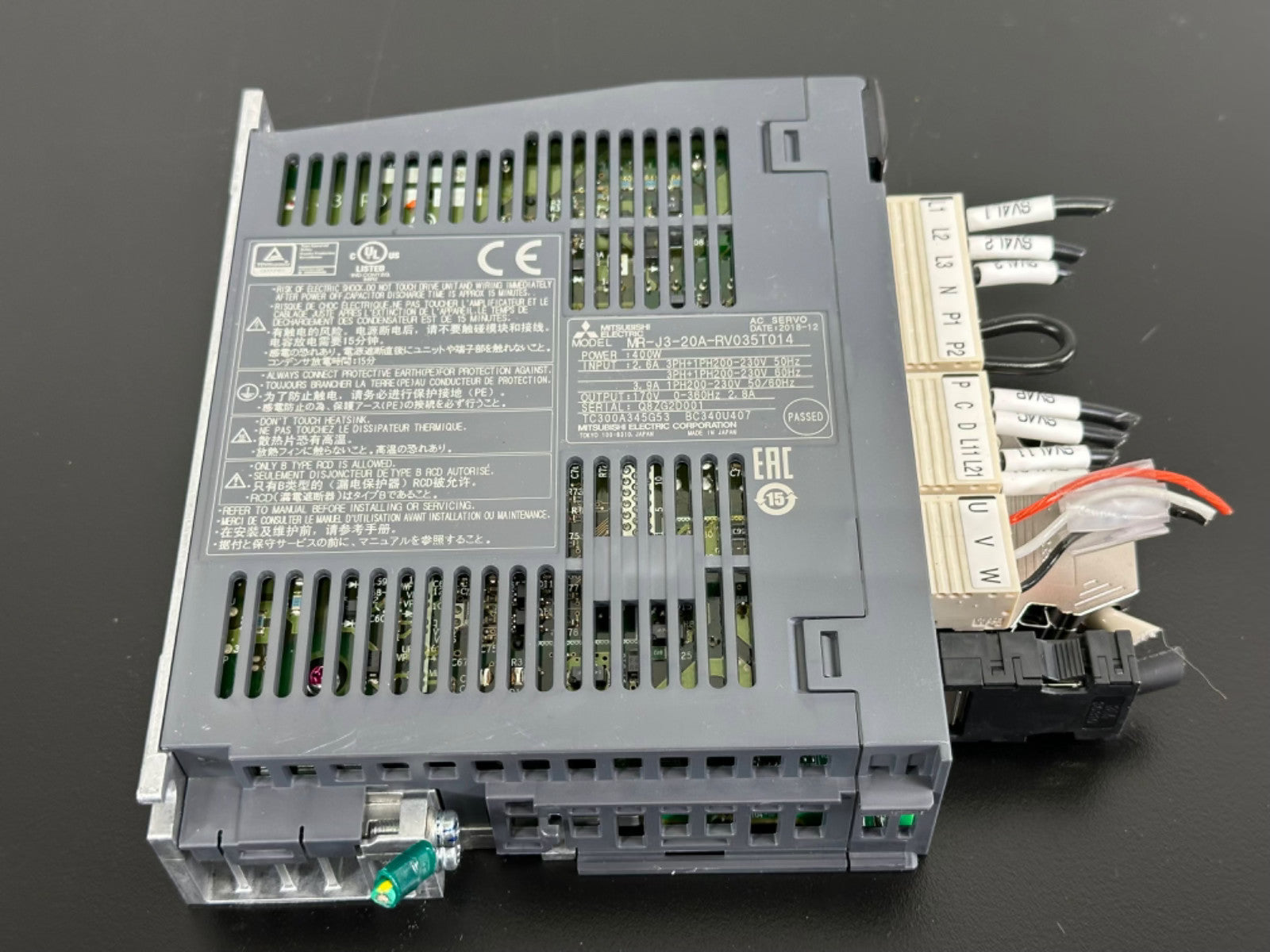 Mitsubishi Electric MR J3 20A RV035T014 AC Servo Drive 400W MR J3 Amplifier0