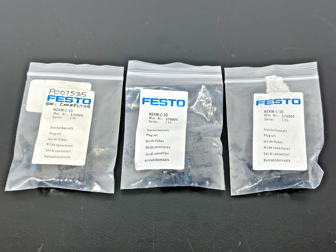 Lot of 3 Festo NEKM C 10 576005 Plug Set Connector Kit0