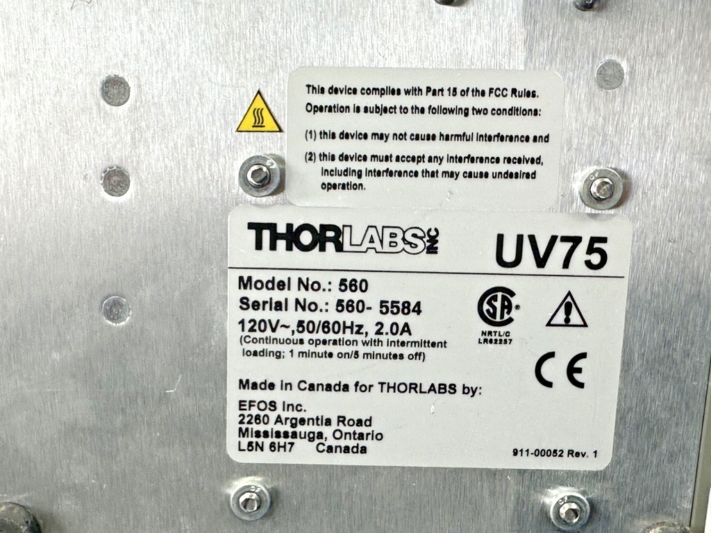 Thorlabs UV75 560 High Power UV Curing Light System with Handpiece Powers On5