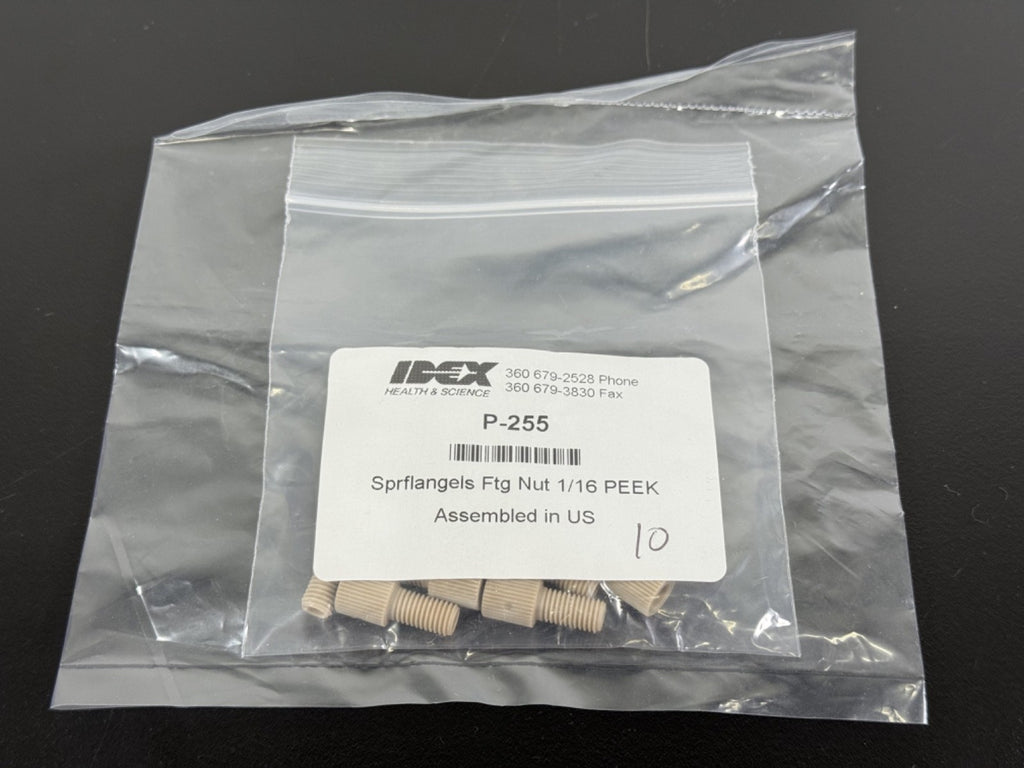 IDEXX Health & Science P 255 Superflangeless Fitting Nut 1/16" PEEK – Qty 100