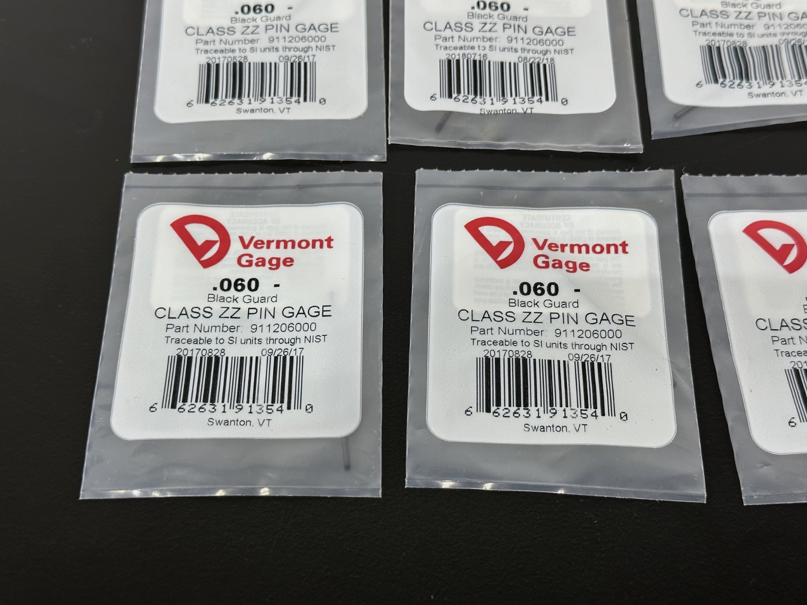 Vermont Gage .060" Class ZZ Pin Gage 911206000 Black Guard Lot of 9 New1