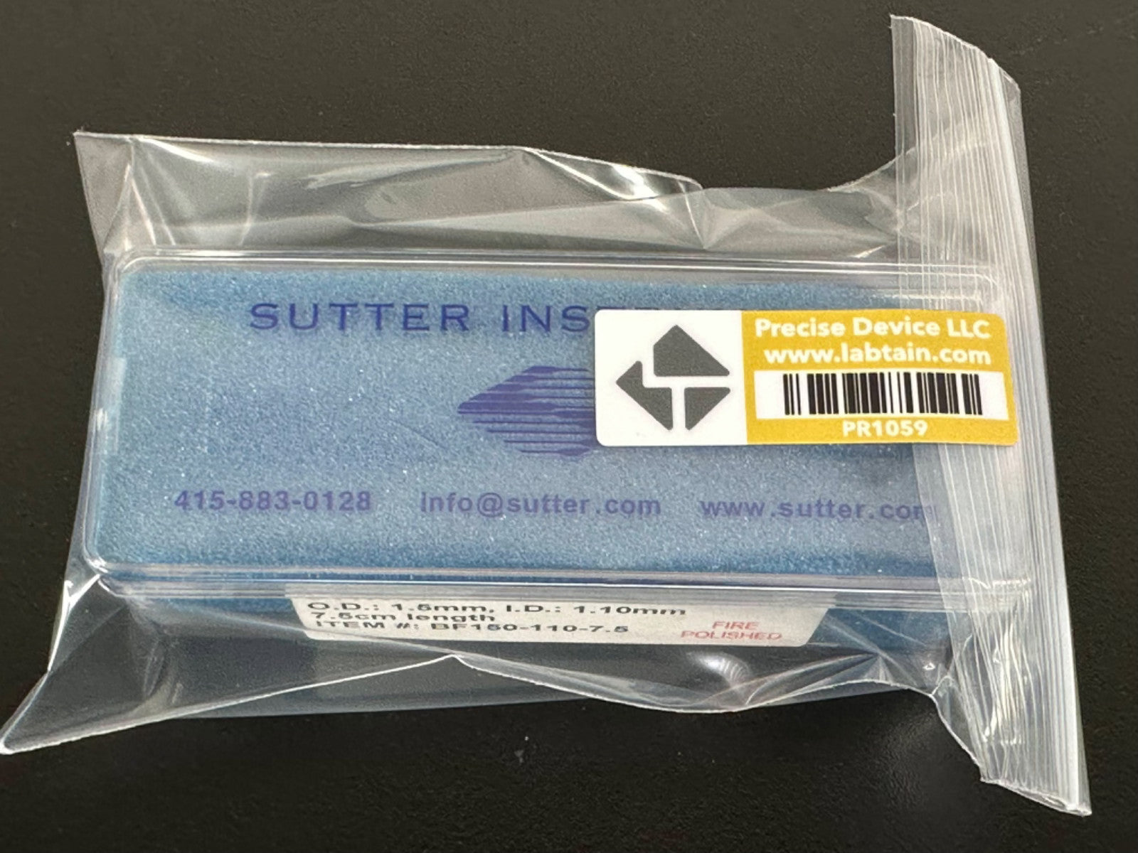 Sutter Instrument BF150 110 7.5 Borosilicate Glass Capillaries 1.5mm OD 7.5cm2