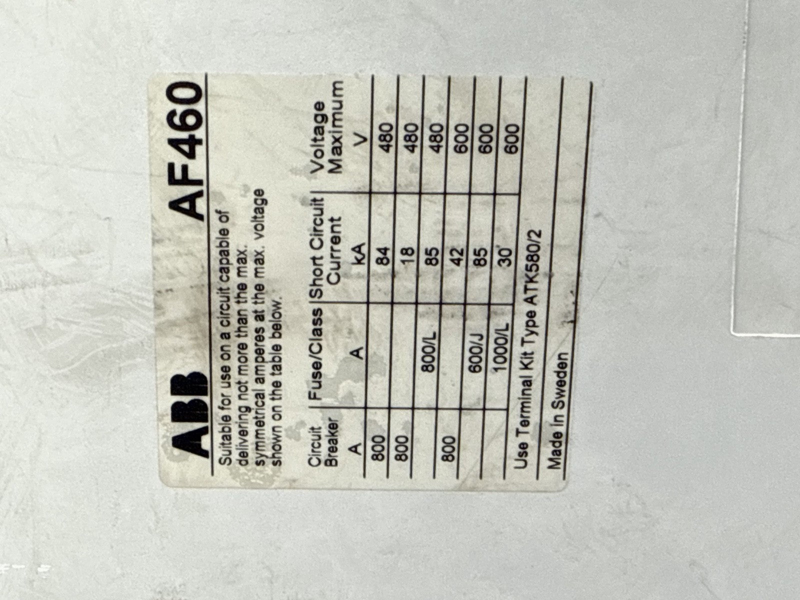 ABB 3 Pole Contactor AF460 30 1000V 650A 500HP, 100 250 Volt AC/DC Coil7