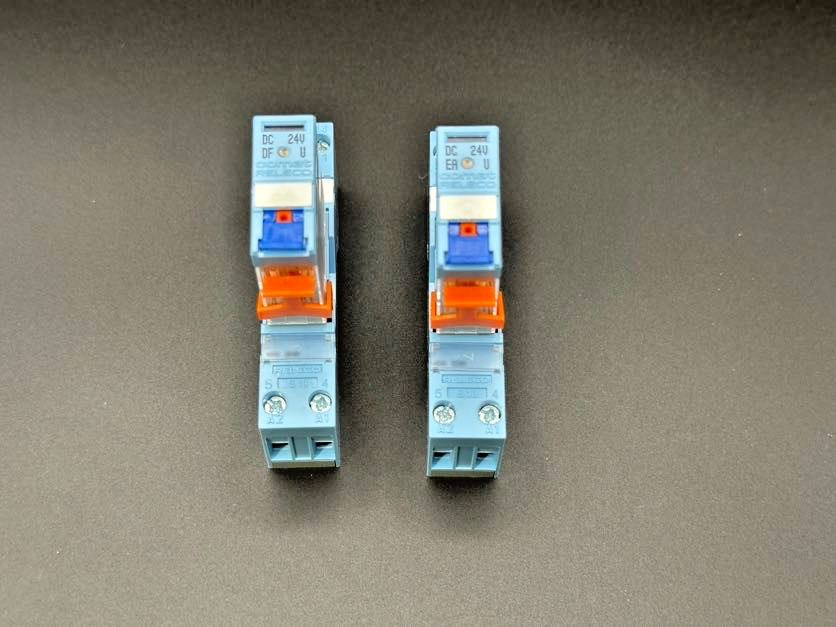 Lot of 2 Releco C10 A10X 24VDC SPDT Power Relays w/ DIN Rail Sockets1