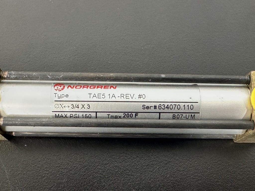 Norgren TAE51A REV.#0 Pneumatic Air Cylinder 3/4" x 3" Bore Stroke Actuator2