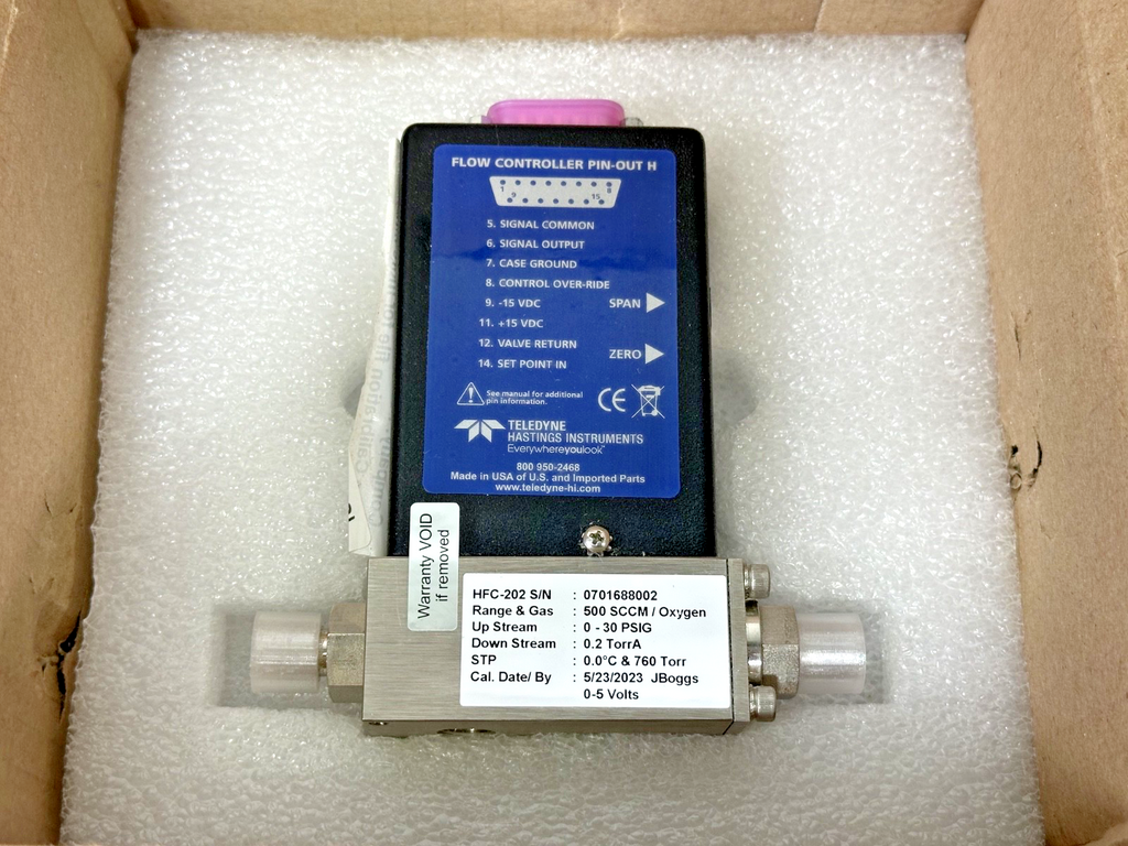 Teledyne Hastings HFC 202 Mass Flow Controller 500 SCCM Oxygen Used Untested1