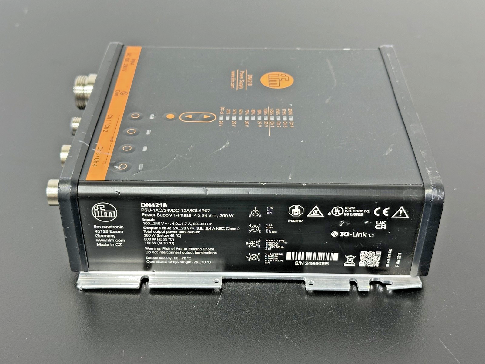 IFM DN4218 24VDC 12A 300W Industrial Power Supply IO Link IP67 Used Untested2