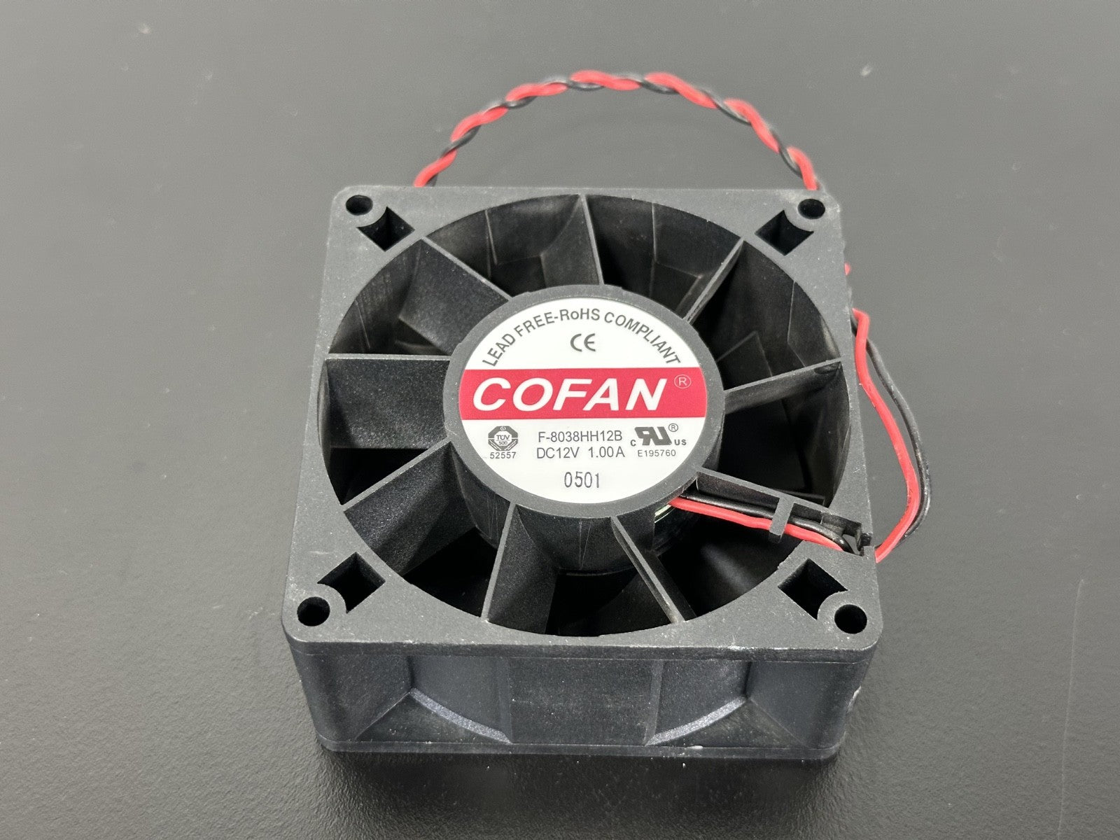 COFAN F 8038HH12B 12V DC 1.00A Brushless Cooling Fan 3 Wire2
