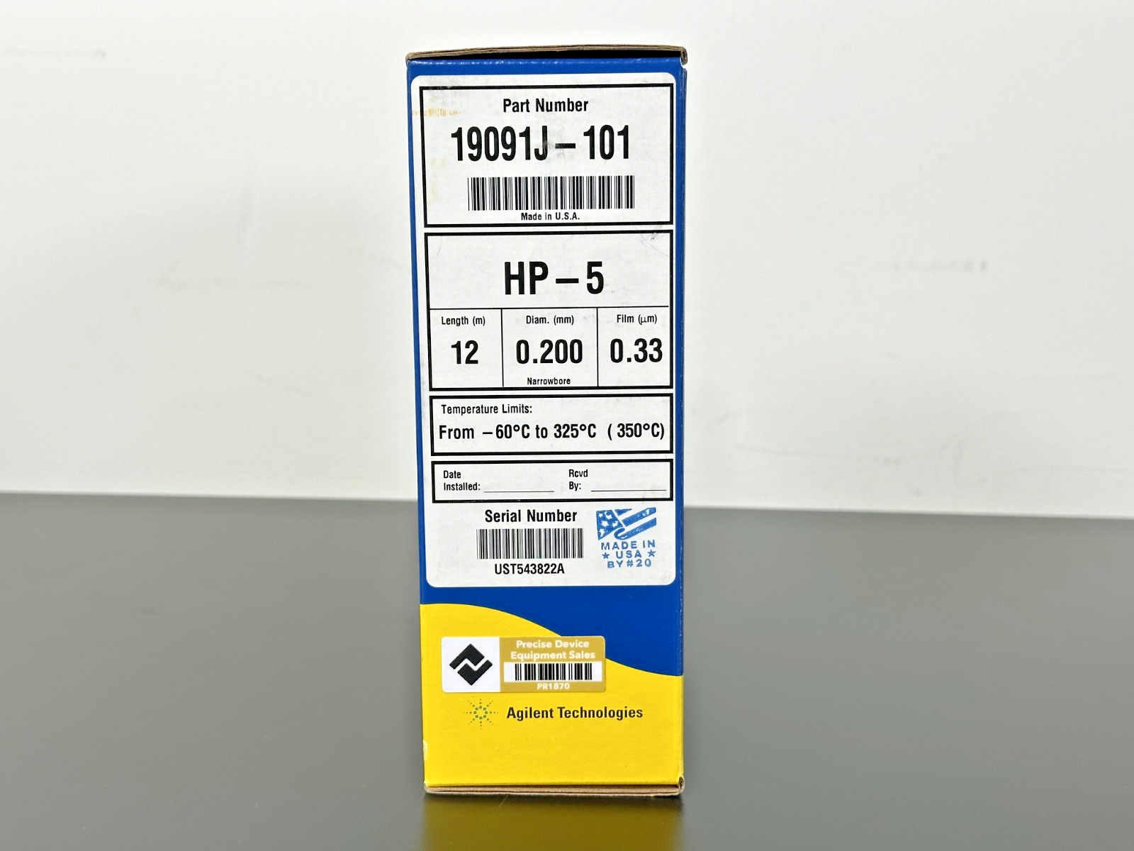 Agilent J&W 19091J 101 HP 5 GC Capillary Column 12m 0.2mm 0.33µm New Open Box3