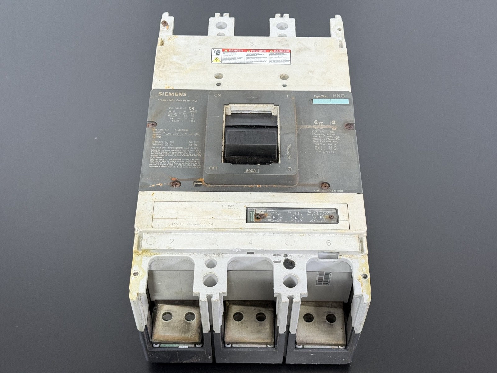 Siemens HNG 800A Circuit Breaker w/ Trip Unit 545 NG Frame MCCB0