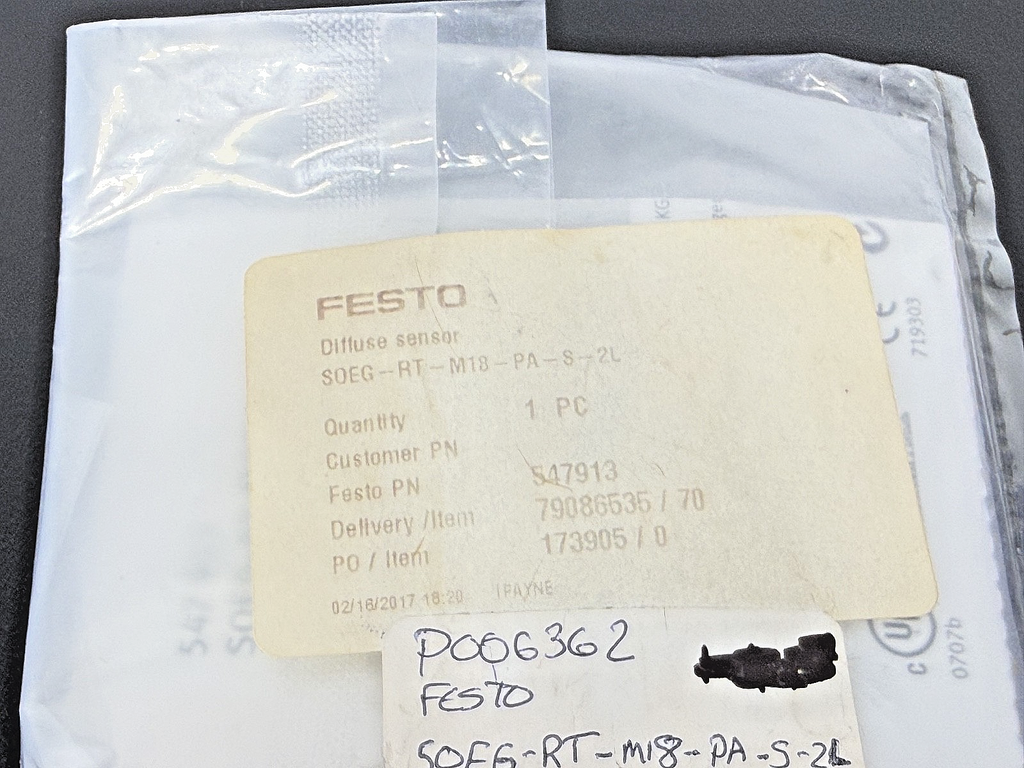 Festo SOEG RT M18 PA S 2L Diffuse Sensor P/N 547913 New2