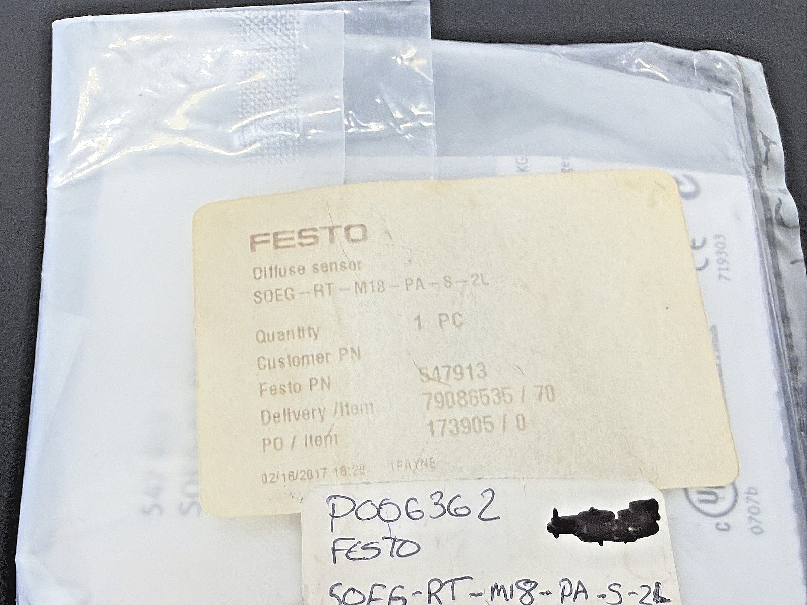 Festo SOEG RT M18 PA S 2L Diffuse Sensor P/N 547913 New2