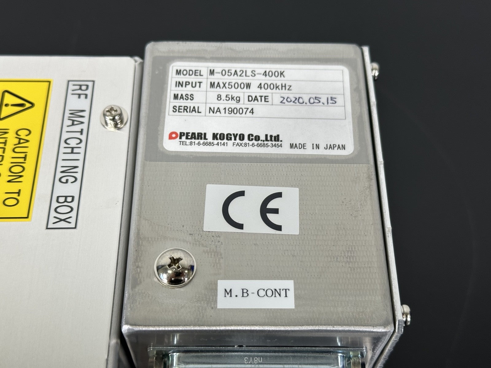 Pearl Kogyo M 05A2LS 400K 400kHz RF Matching Box Network 500W1