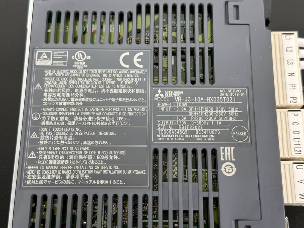 Mitsubishi Electric MR J3 10A RX035T031 Servo Drive Amplifier 100W MR J31