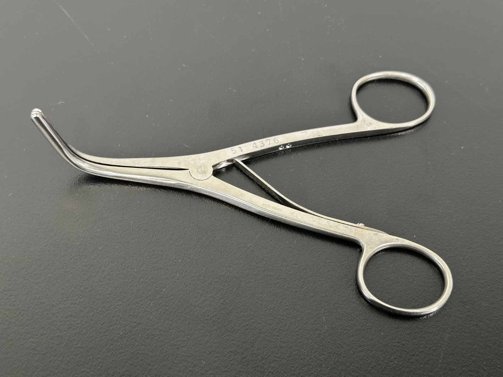 CHLD 51 4376 Stainless Surgical Dressing Forceps Angled Ring Handle0