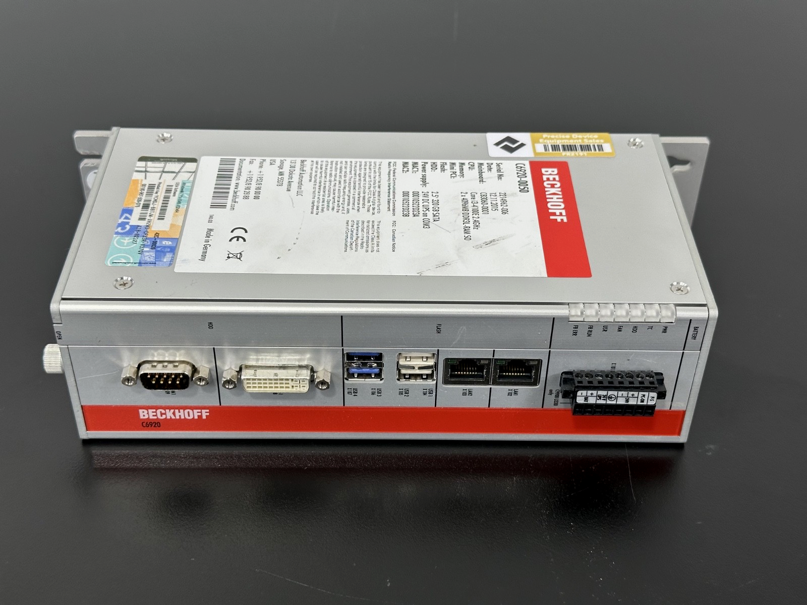 Beckhoff C6920 0050 Industrial Panel PC i3 4100E 8GB 320GB0