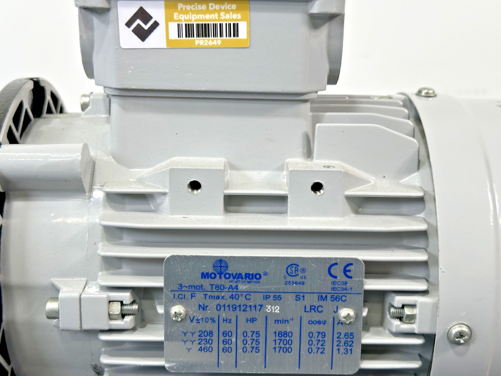 Motovario NMRV040 40:1 Worm Gearmotor 0.75 HP 3PH 56C Used Untested6
