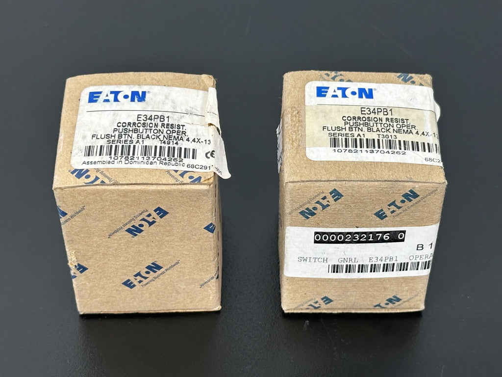 Lot of 2 Eaton E34PB1 Corrosion Resistant Flush Black Pushbutton Operator New0