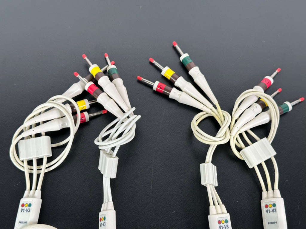 Lot of 4 Philips V1 V3 ECG Lead Cables Patient Monitor Leads2