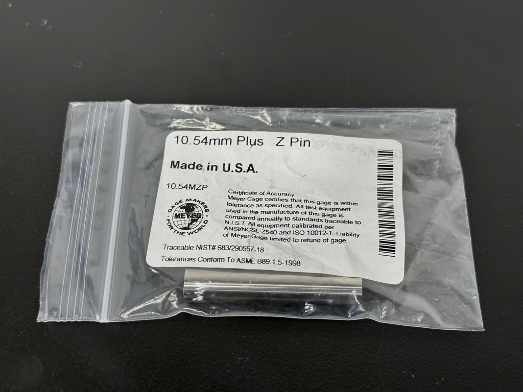 Meyer Gage 10.54MZP 10.54mm Plus Z Pin Gage Plug Gauge0