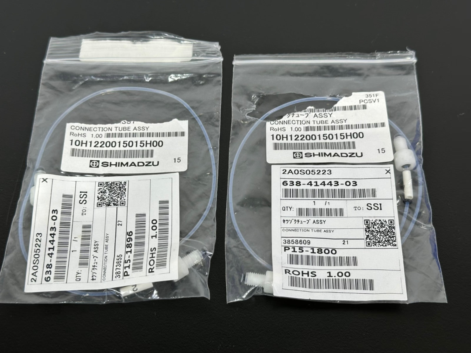 Lot of 2 Shimadzu 638 41443 03 Connection Tube Assy HPLC LCMS Tubing Assemblies0