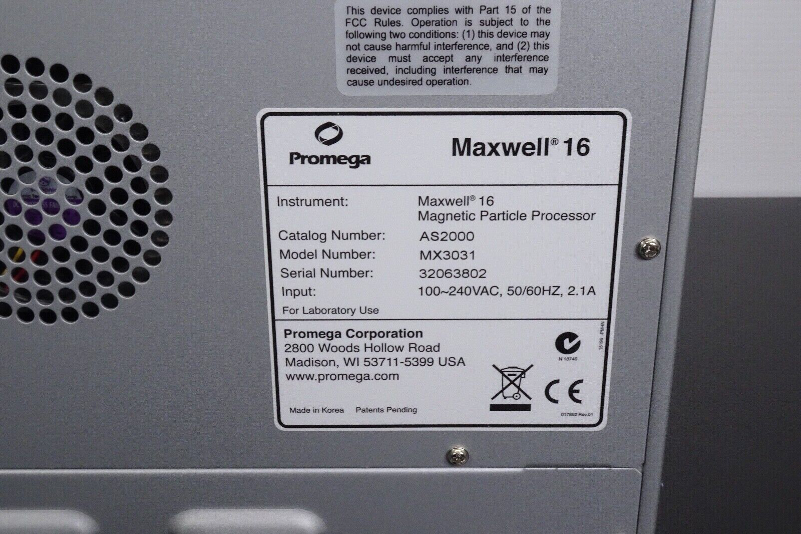 Promega Maxwell 16 Magnetic Particle Processor MX303112