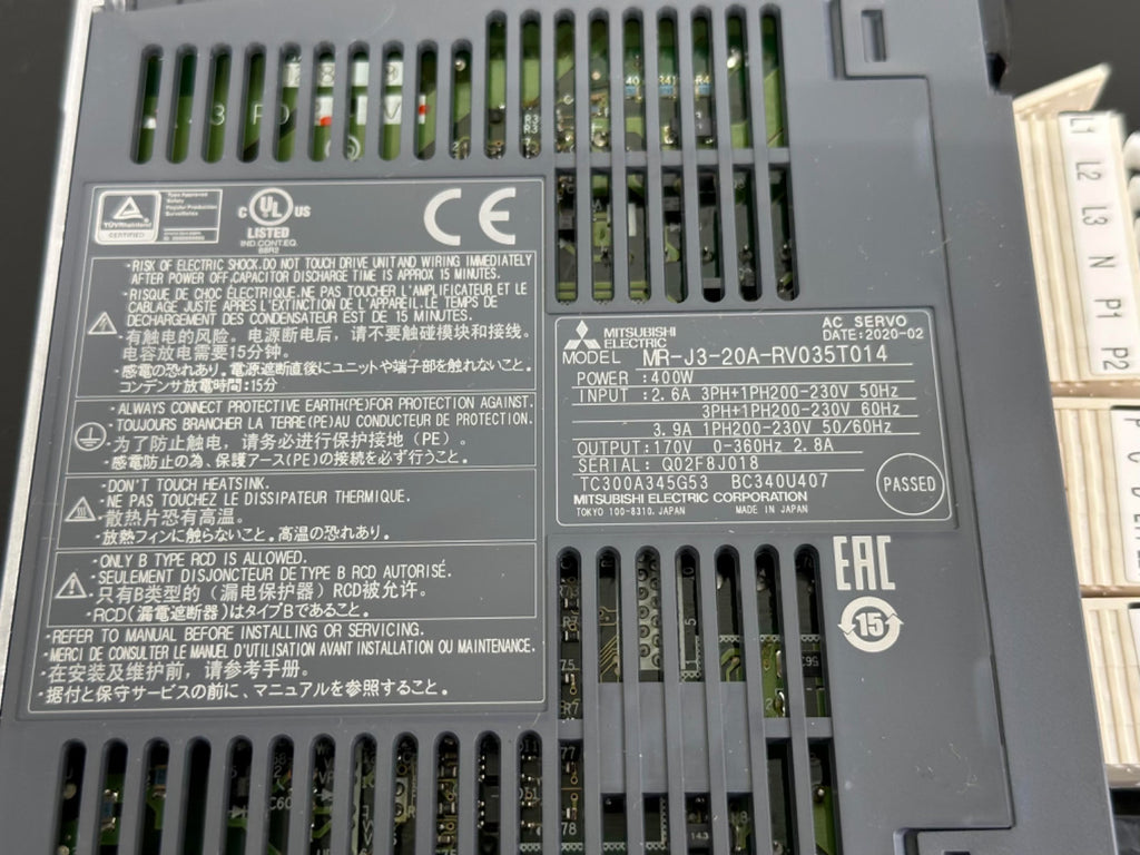 Mitsubishi Electric MR J3 20A RV035T014 AC Servo Drive 400W MR J3 Series1