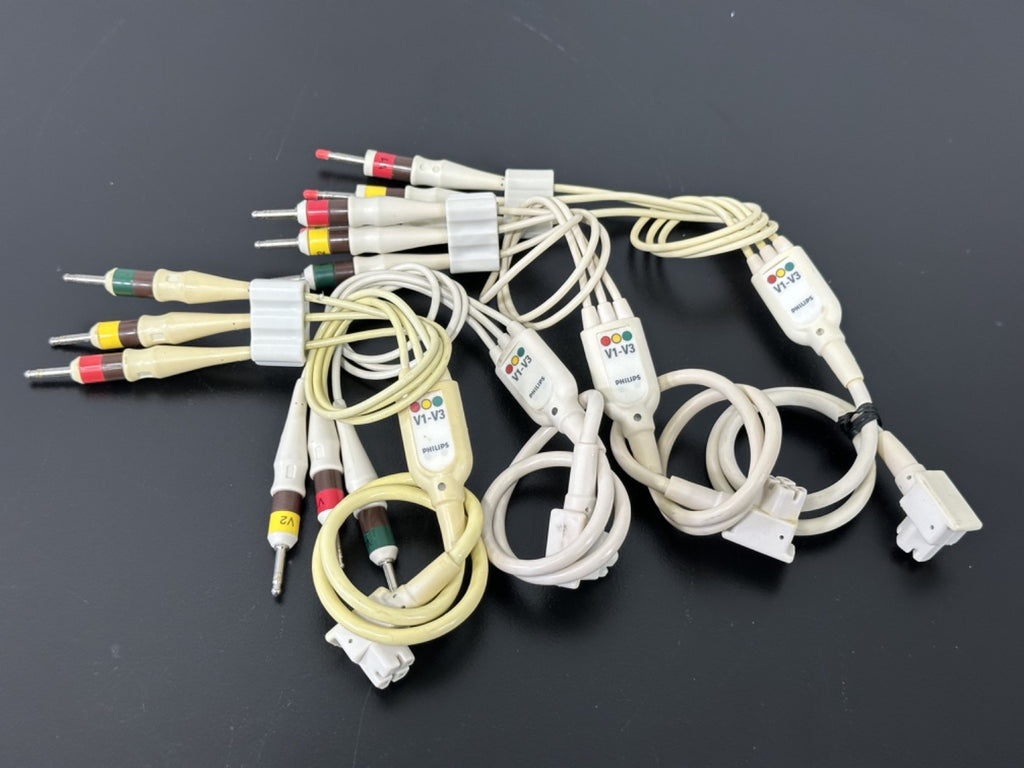 Philips V1 V3 ECG EKG Precordial Lead Set Lot of 4 Patient Monitor Cables0