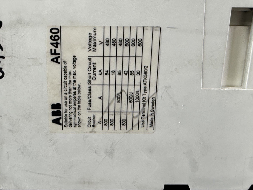 ABB 3 Pole Contactor AF460 30 1000V 650A 500HP, 100 250 Volt AC/DC Coil7