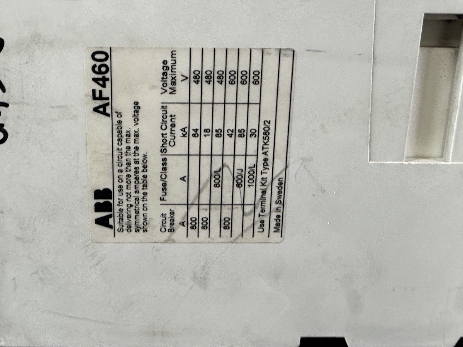 ABB 3 Pole Contactor AF460 30 1000V 650A 500HP, 100 250 Volt AC/DC Coil7