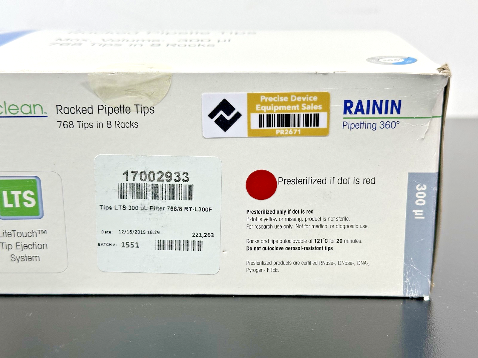 Rainin 17002933 RT L300F 300uL LTS Filter Pipette Tips 7 Racks 672 Total2