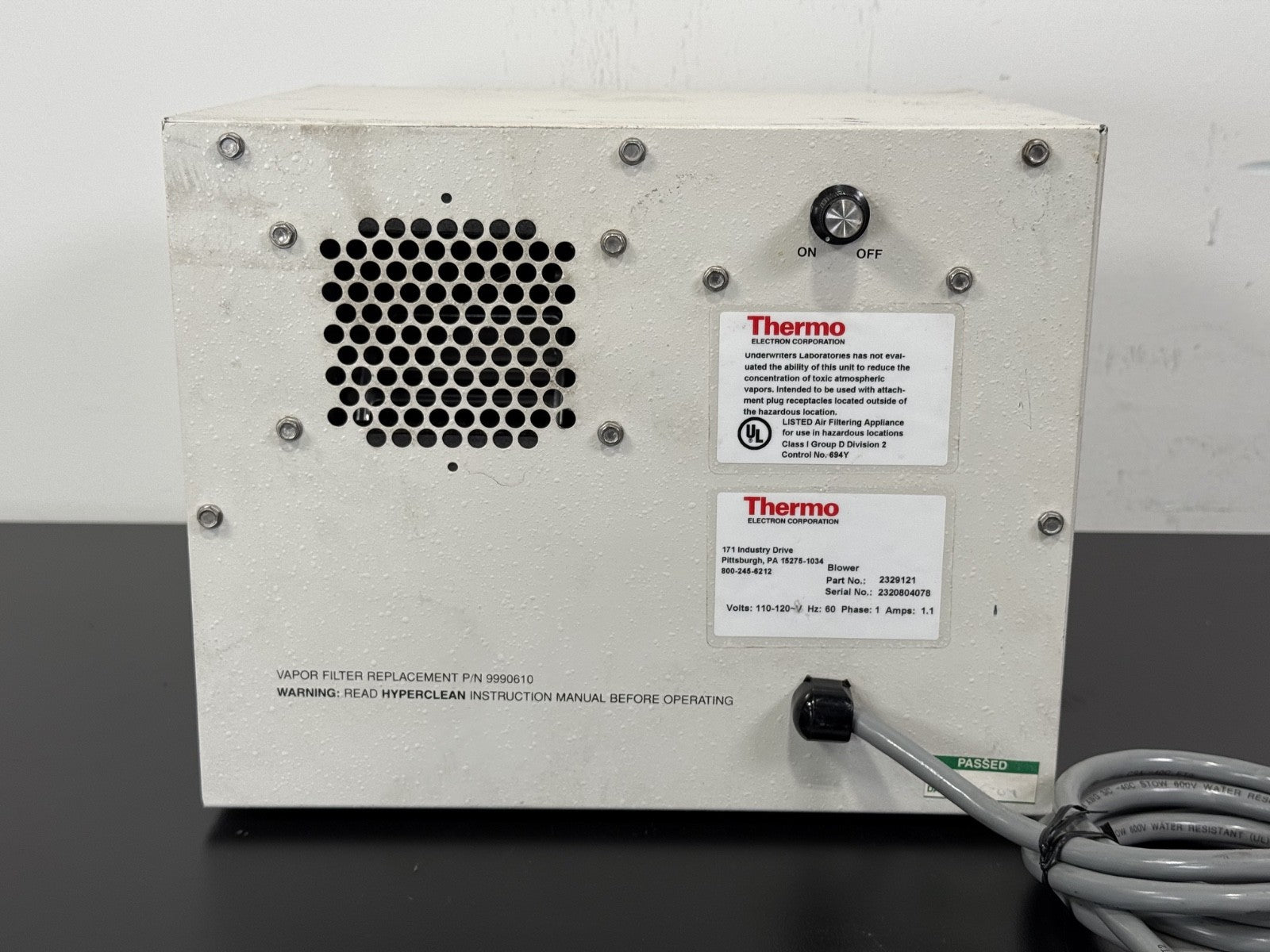 Thermo Scientific 2329121 Hyper Clean Vapor Carbon Filter Blower Workstation3