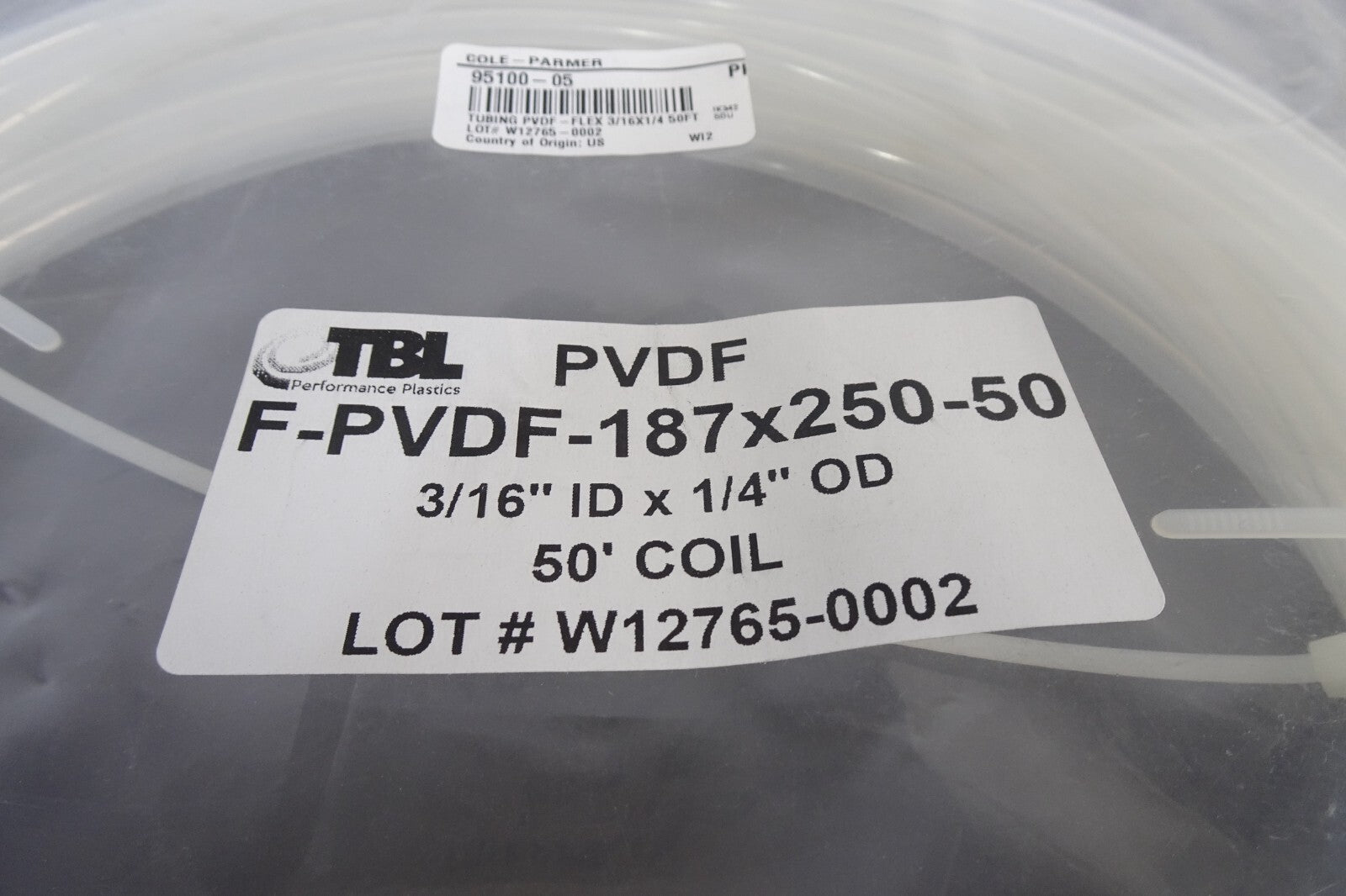 TBL F PVDF 187x250 50 | 3/16 ID x 1/4" 50 " Coil |1