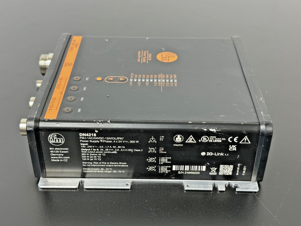 IFM DN4218 24VDC 12A 300W Industrial Power Supply IO Link IP67 Used Untested2