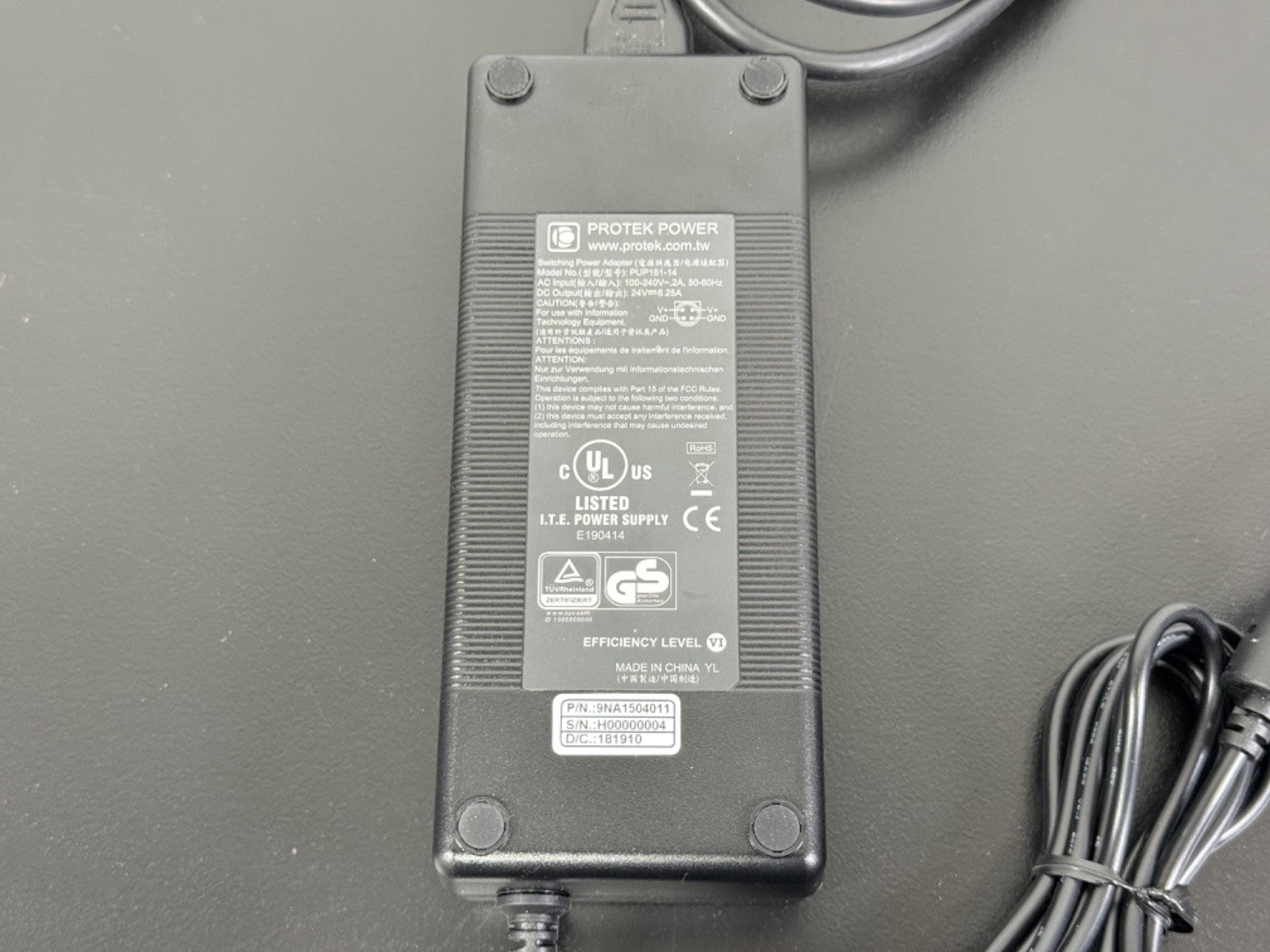 Protek Power PW15 14 24V 6.25A Switching Power Supply AC Adapter UL Listed1