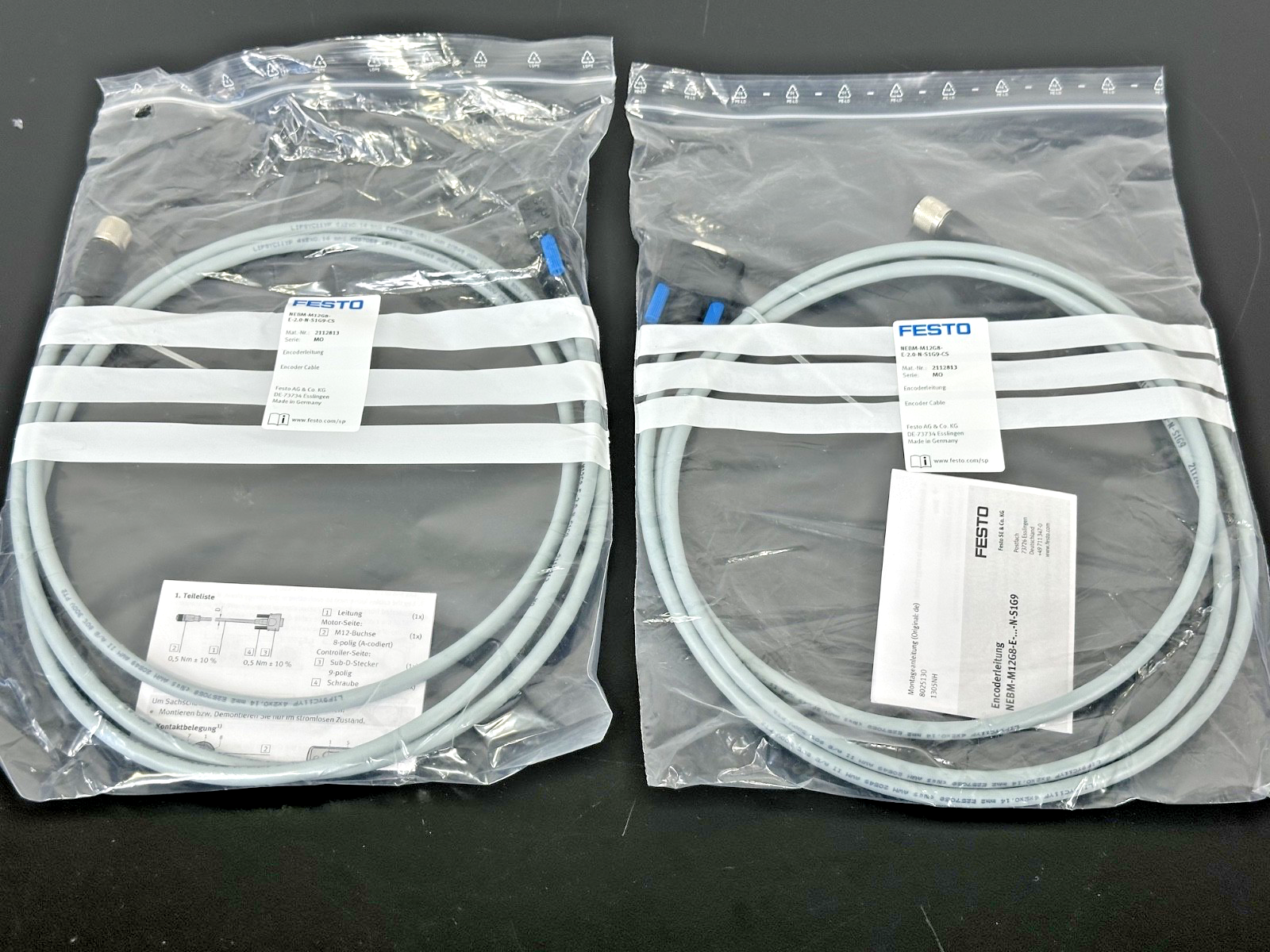 Festo NEBM M12G8 E 2.0 N S1G9 CS Encoder Cable 2M M12 2112813 New0