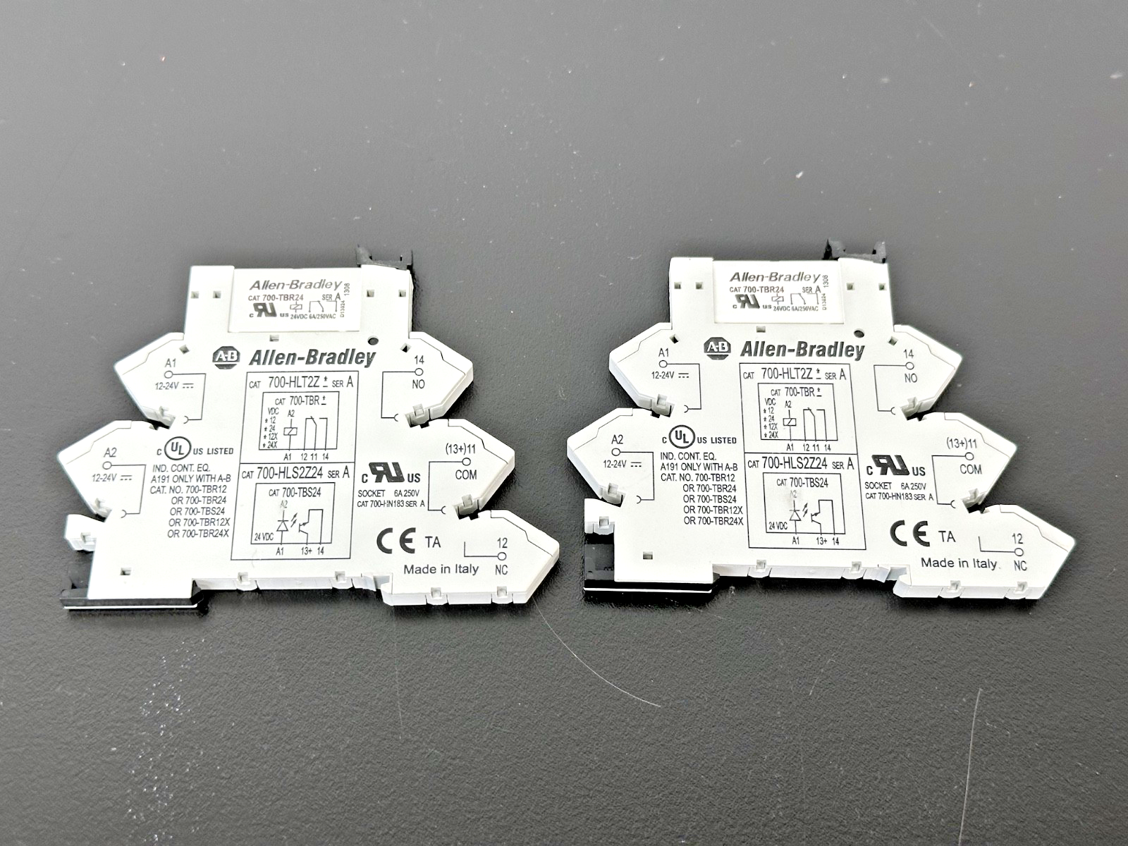 Lot of 2 Allen Bradley 700 HLT2Z7 12 24VDC Interface Relay Modules Used Untested0