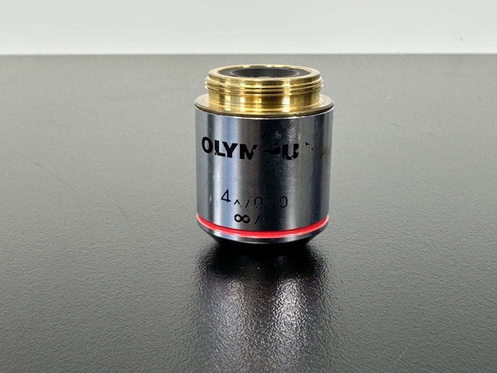 Olympus Plan 4X/0.10 Infinity Microscope Objective Lens Red Band0