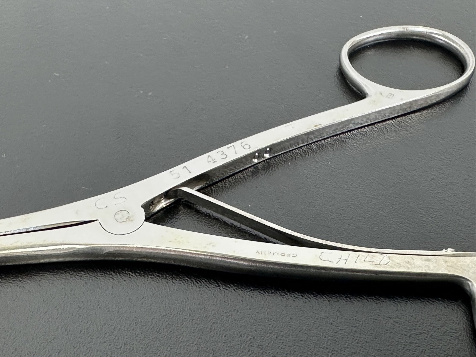 CHLD 51 4376 Stainless Surgical Dressing Forceps Angled Ring Handle1