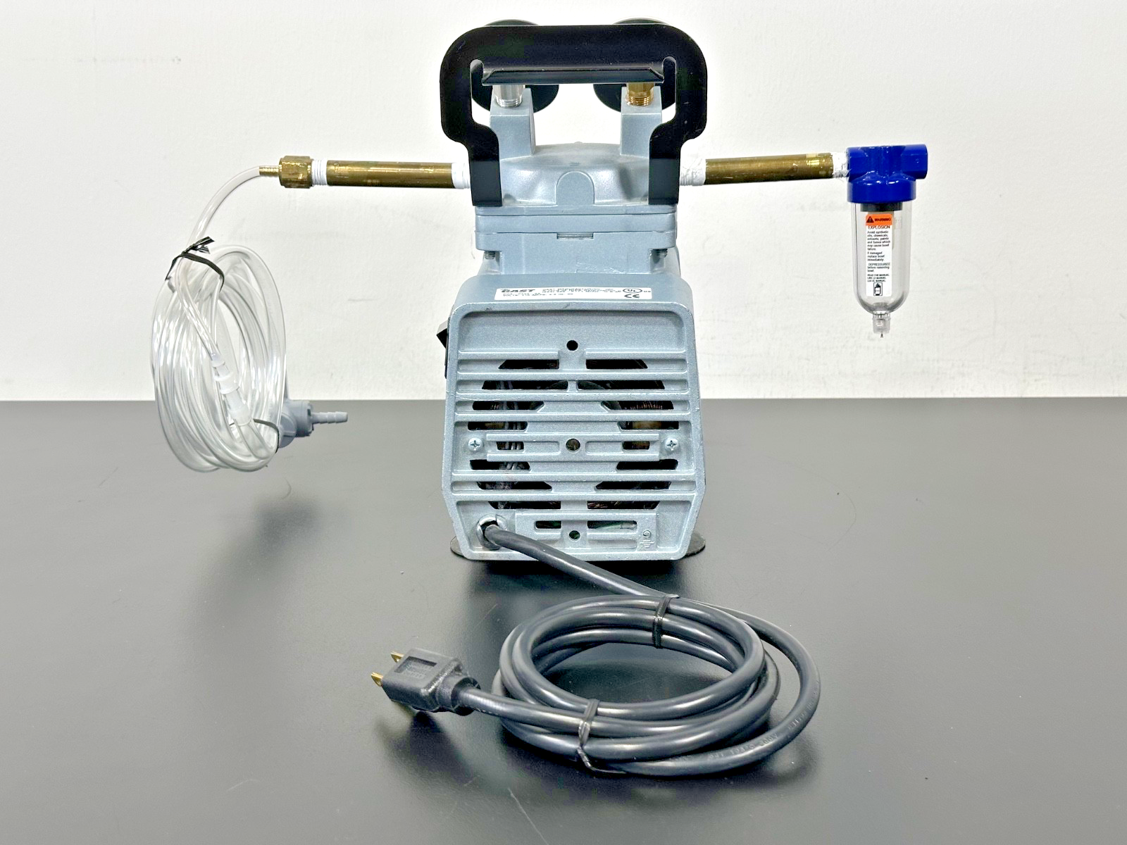 Gast DOA P704 AA Vacuum Pressure Pump Gauges Filter Tubing Assembly Working1