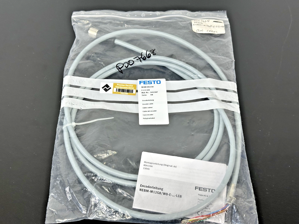 Festo NEBM M12G8 E 2.5 LE8 Encoder Cable 2.5M M12 1451587 New0