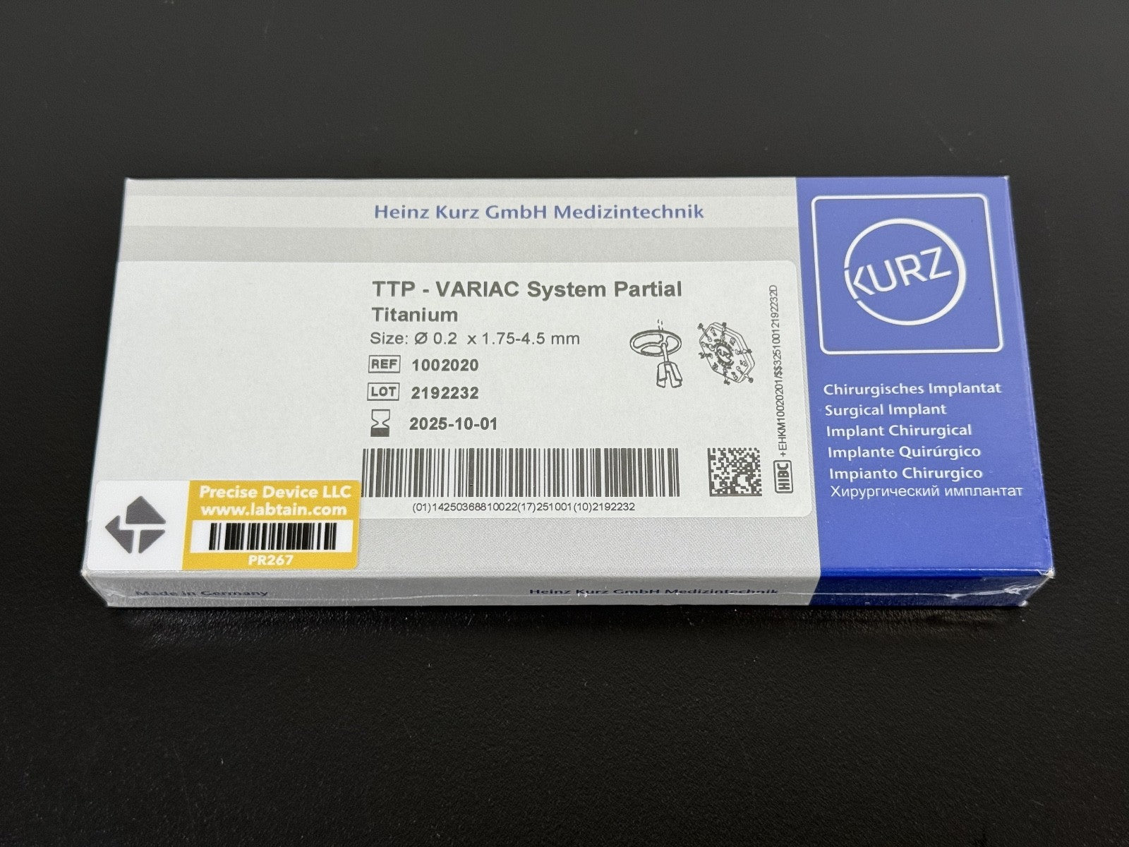 KURZ TTP Variac System Total Titanium .2mm x 3 7mm 10040200