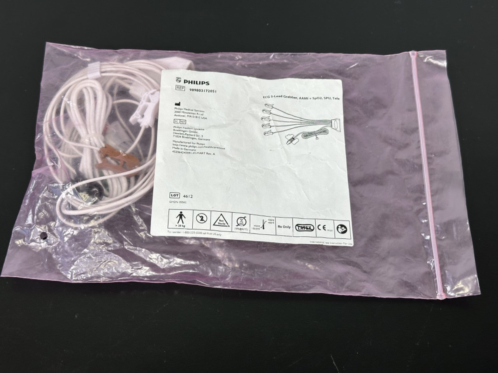 Philips 989803172051 ECG 5 Lead Grabber AAMI SpO2 Telemetry Cable0