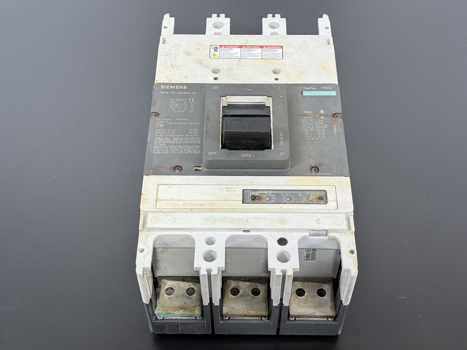 Siemens HNG 800A Circuit Breaker w/ Trip Unit 545 NG Frame MCCB0