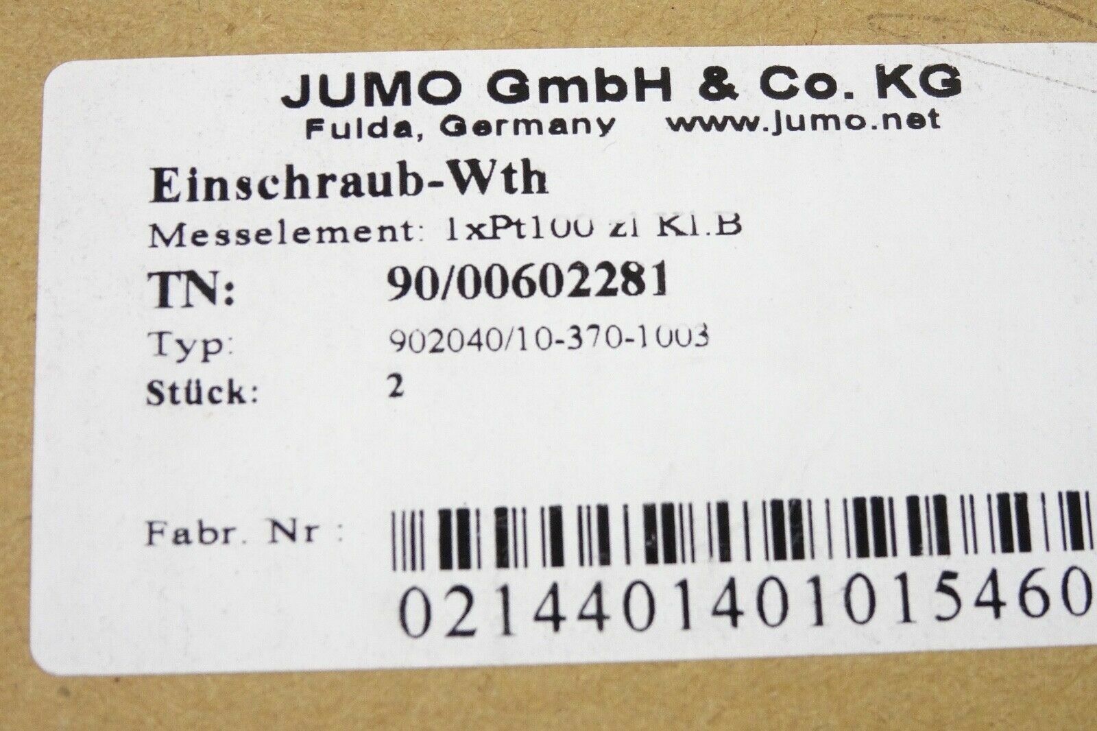 2x] JUMO VIBROtemp   Screw In RTD Temperature Probe with Plug Connector (902040)1
