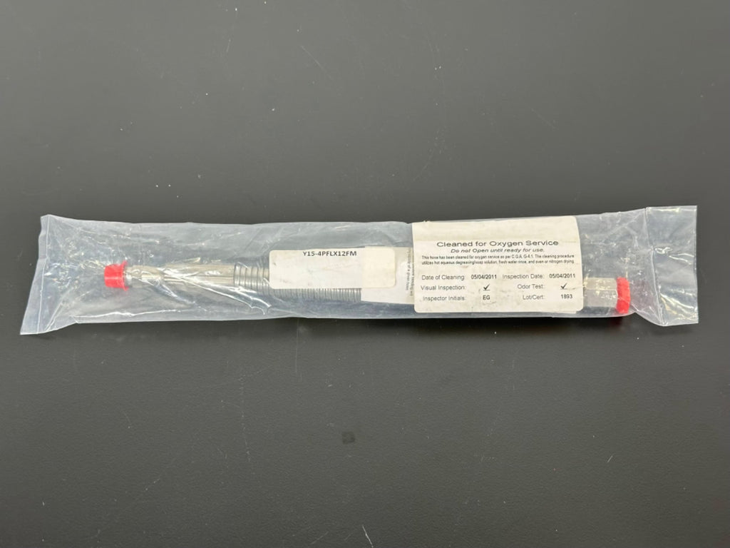 Stainless Steel Oxygen Service Flexible Hose Y15 4PFLX12FM Cleaned Sealed NOS0
