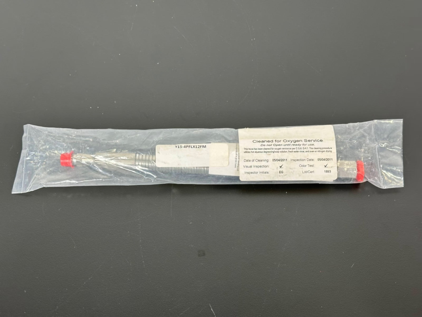 Stainless Steel Oxygen Service Flexible Hose Y15 4PFLX12FM Cleaned Sealed NOS0